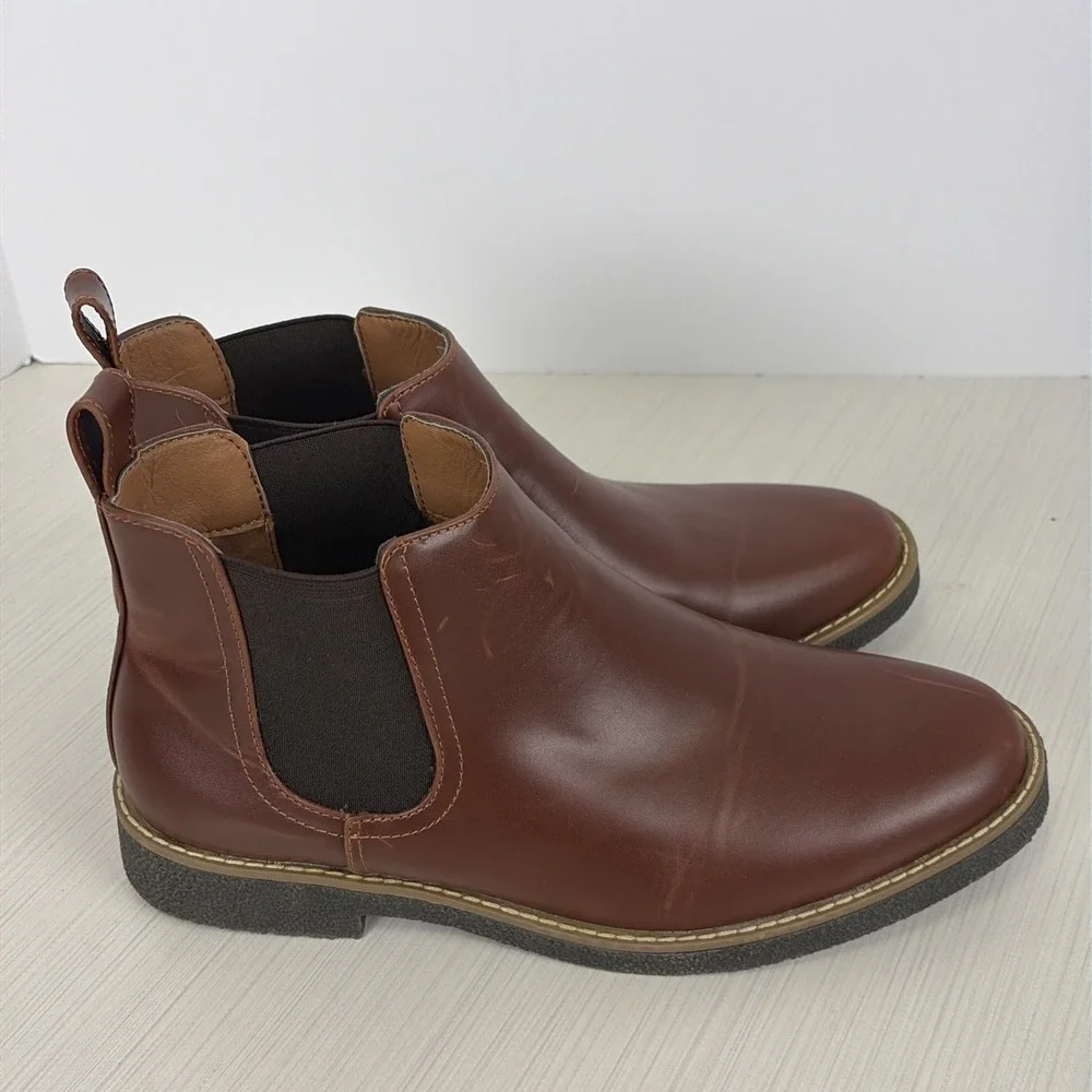 Deer Stags Men's Rockland Dress Comfort Chelsea Boot Redwood/Dark Brown Size 9 M